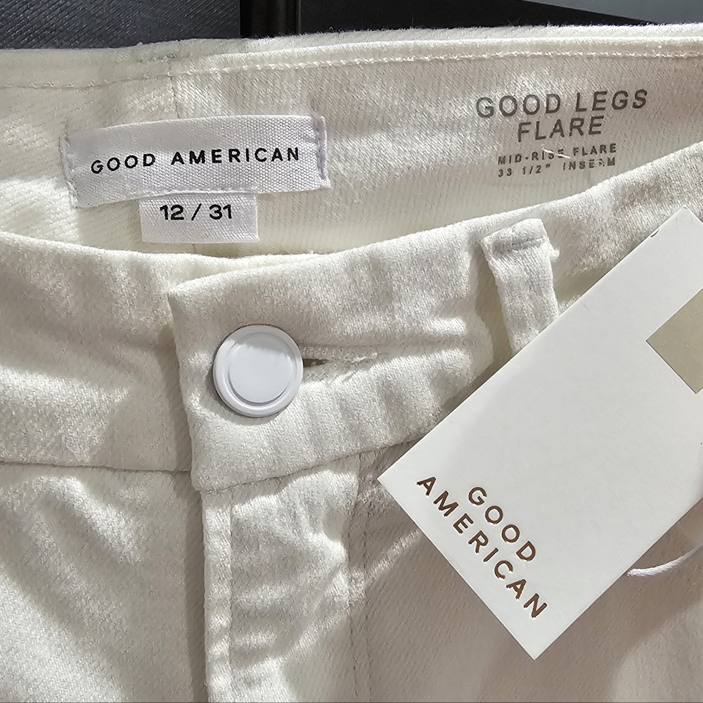 Good American White Flare Denim Jeans Women's Size 12/31 × 33 1/2" Inseam NWT - Picture 3 of 10